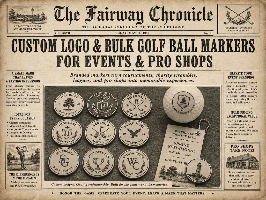 Custom Logo & Bulk Golf Ball Markers for Events & Pro Shops