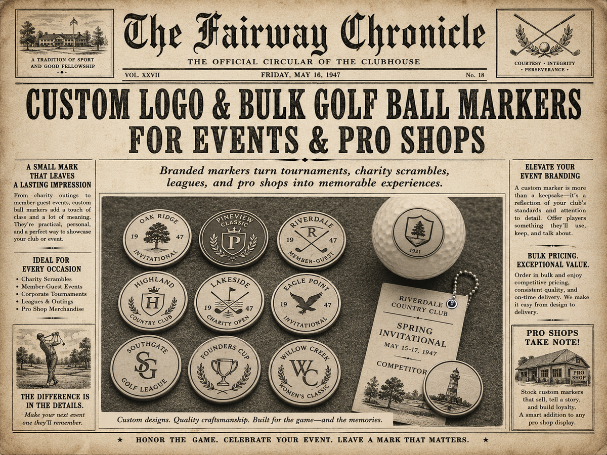Custom Logo & Bulk Golf Ball Markers for Events & Pro Shops