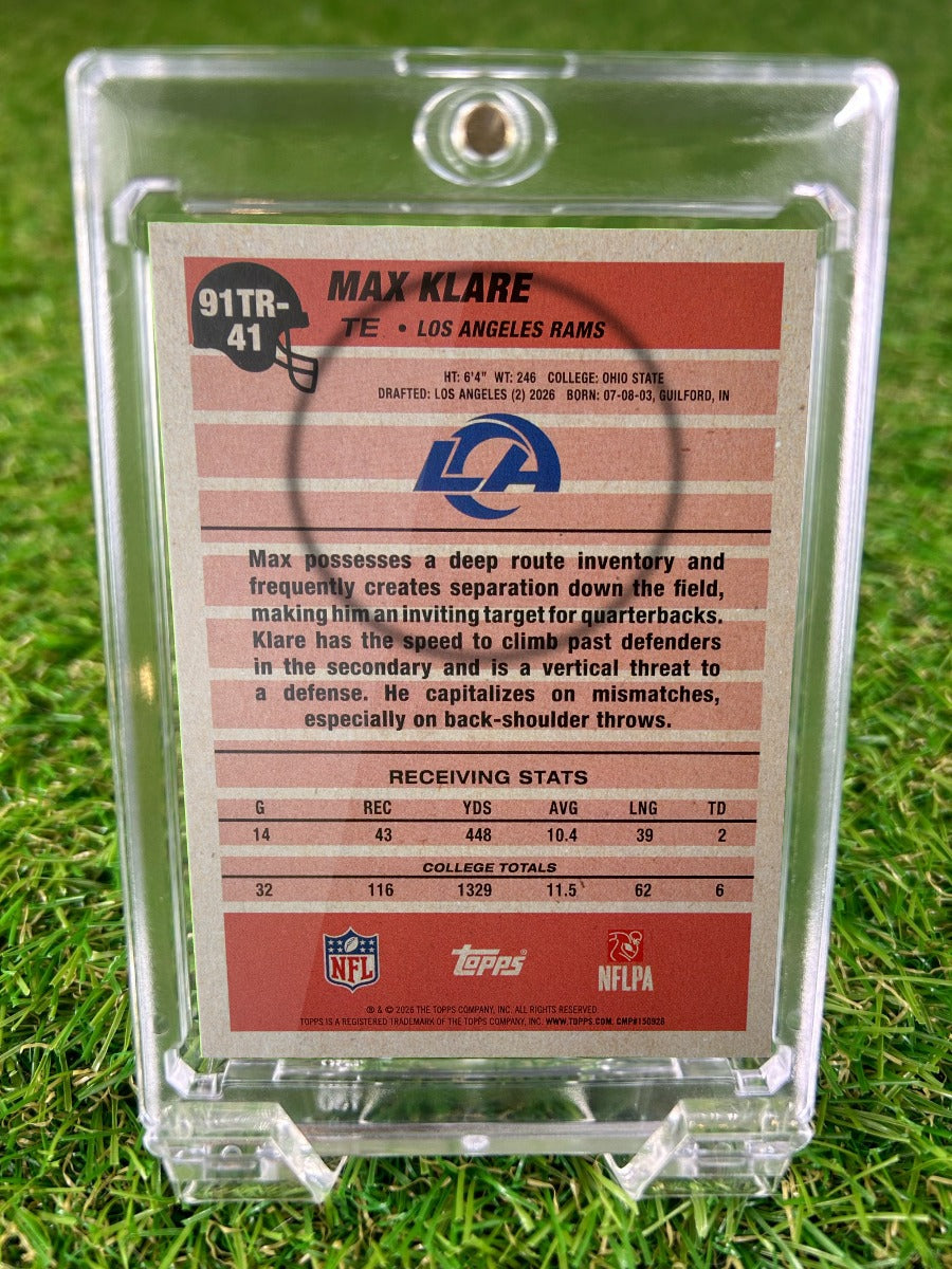 MAX KLARE 2026 Topps 91TR