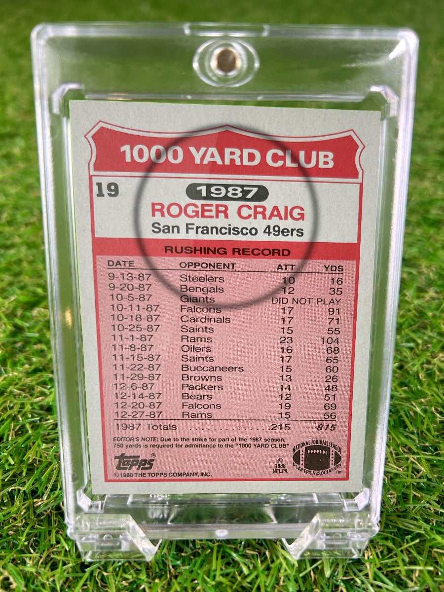 ROGER CRAIG 1988 Topps 1000 Yard Club